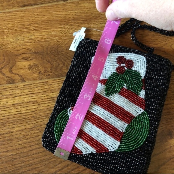 Mini hand beaded Christmas stocking purse - Picture 6 of 7